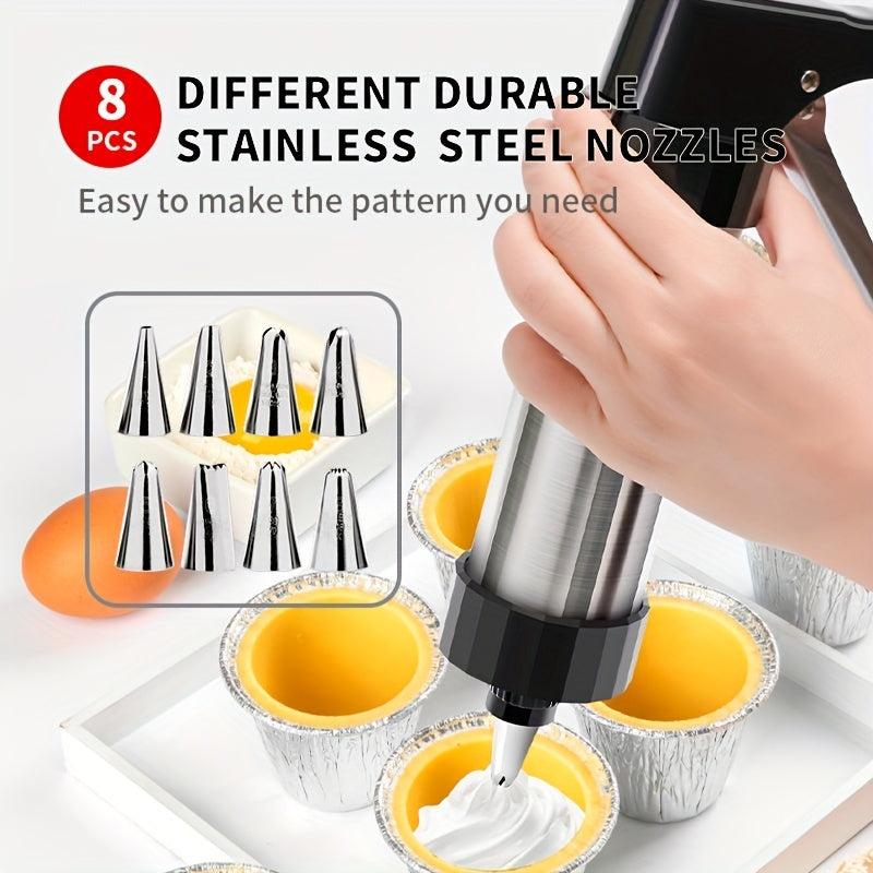 13pcs Stainless Steel Cookie Press Gun Kit with Decorating Tips and Discs