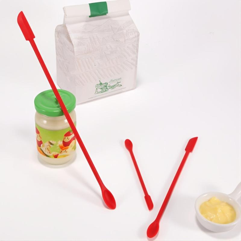 3pcs Mini Silicone Double Head Spatula Set Makeup Jam Spatula