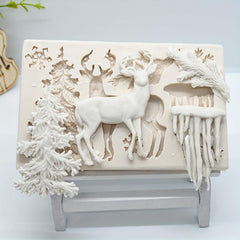 3D Deer Silicone Mold Winter Elk Candy Fondant Mold DIY Cake Decorating
