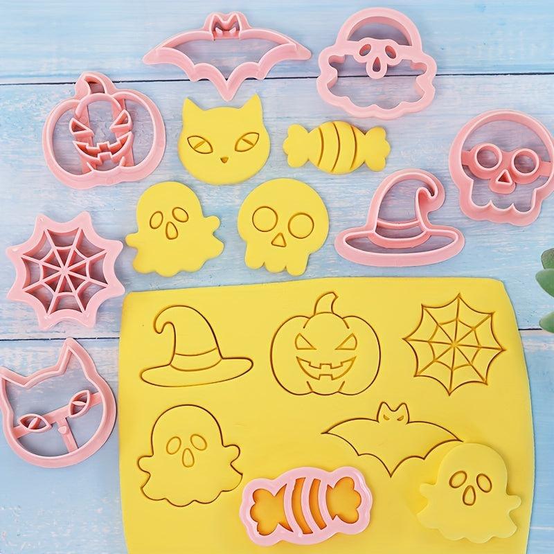 8pcs Halloween Cookie Cutters Cartoon Cookie Embossers
