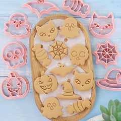 8pcs Halloween Cookie Cutters Cartoon Cookie Embossers