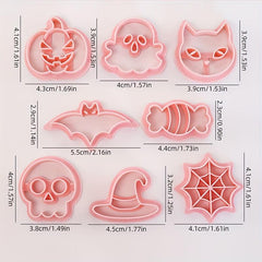 8pcs Halloween Cookie Cutters Cartoon Cookie Embossers