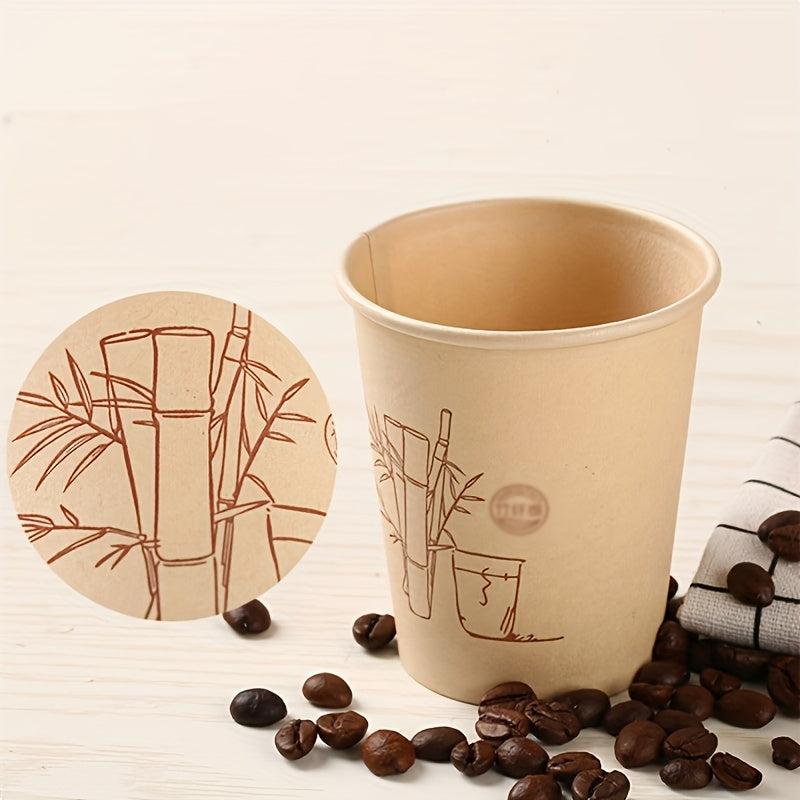 50pcs Fiber Disposable Cup 9 Oz Bamboo Pattern Paper Cup Household Business