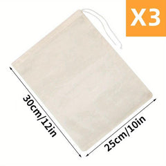 3 Pcs Reusable Cheesecloth Bags 30x25cm Straining Coffee Filter Nut Milk Filter