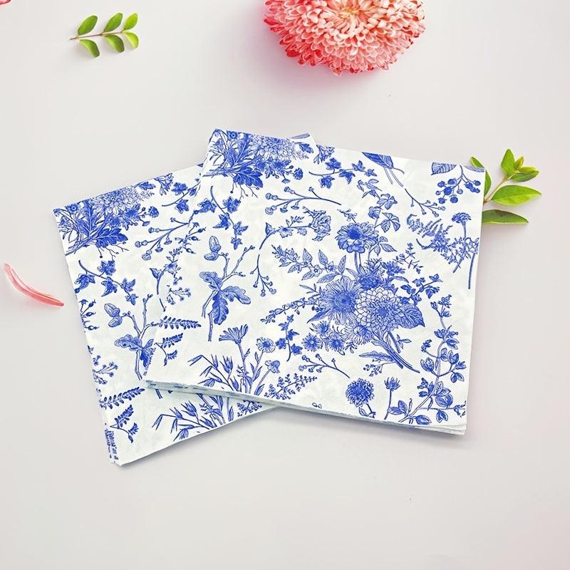 20pcs Disposable Floral Paper Napkins Western Food Party Printing 33.02cm