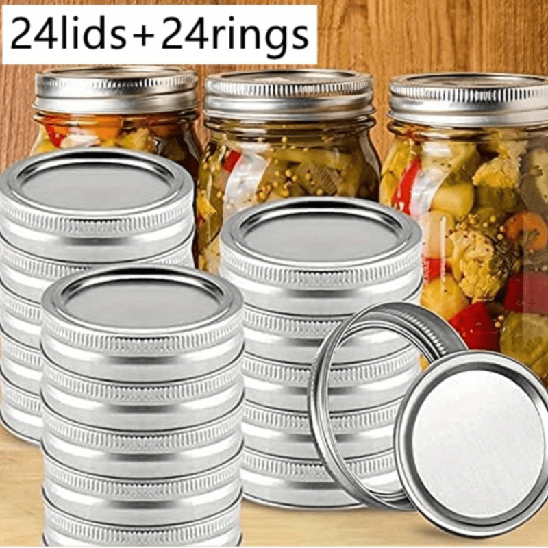 48pcs Wide Mouth Canning Lids & Rings Set Seal Leak Proof Regular Mason Jars
