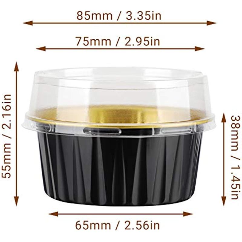 50pcs Reusable Aluminum Foil Baking Cups with Lids for Cupcakes Desserts Parties