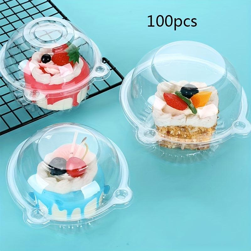 100pcs Clear Plastic Cupcake Boxes Disposable & BPA