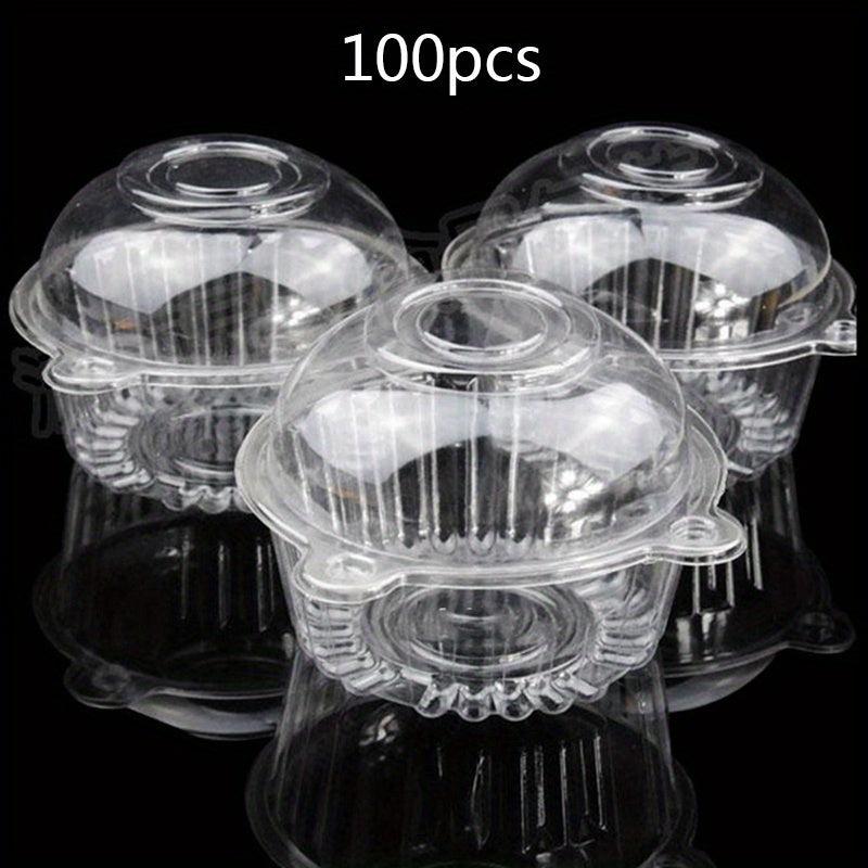 100pcs Clear Plastic Cupcake Boxes Disposable & BPA