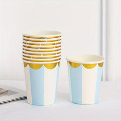 10pcs Disposable Paper Cups 250ml for Tea Coffee Cold Drinks