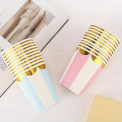 10pcs Disposable Paper Cups 250ml for Tea Coffee Cold Drinks