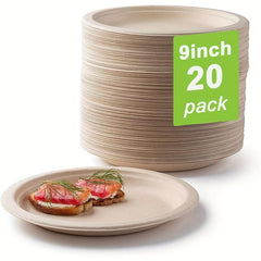 20-Pack Biodegradable Compostable Heavy Duty Paper Plates