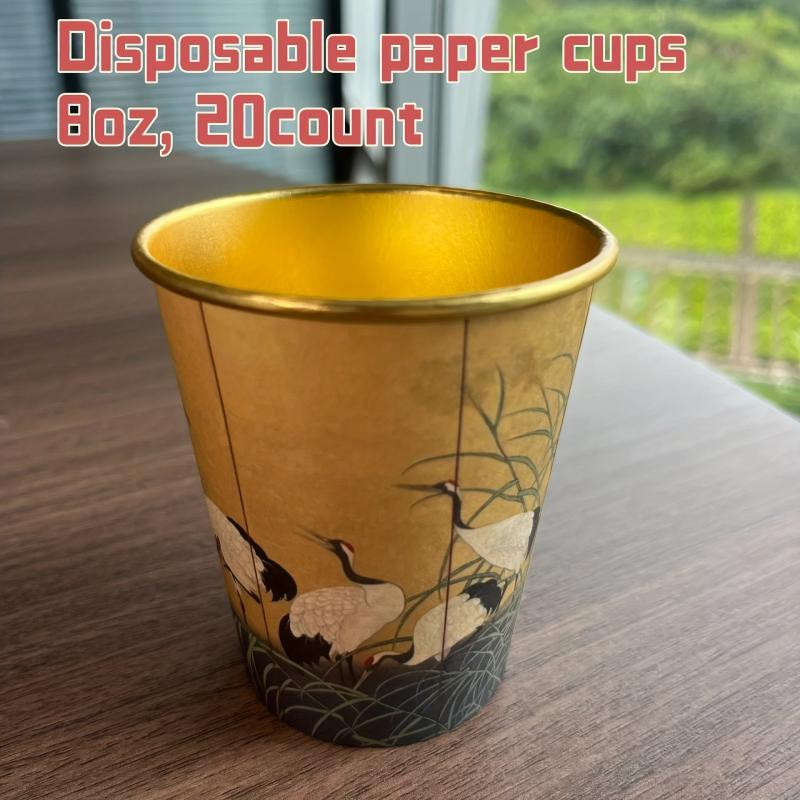 20pcs Disposable Golden Paper Cups Fancy Unique Designs for Hot Cold Drinks