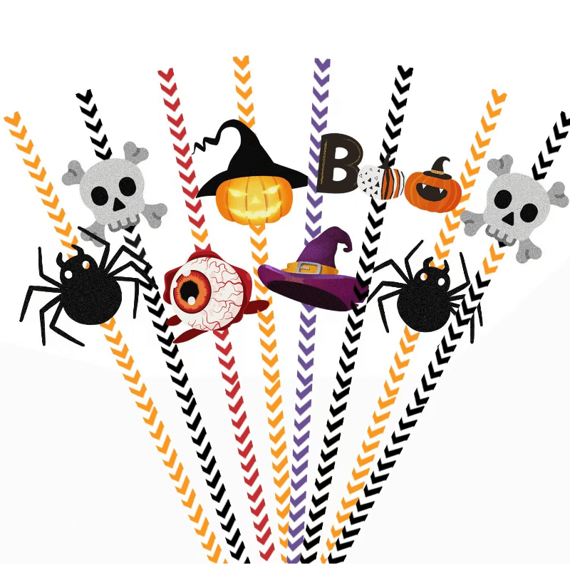 24pcs Halloween Disposable Tableware Straws