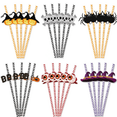 24pcs Halloween Disposable Tableware Straws