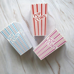 6pcs Retro Style Popcorn Containers Red & Striped Reusable Boxes