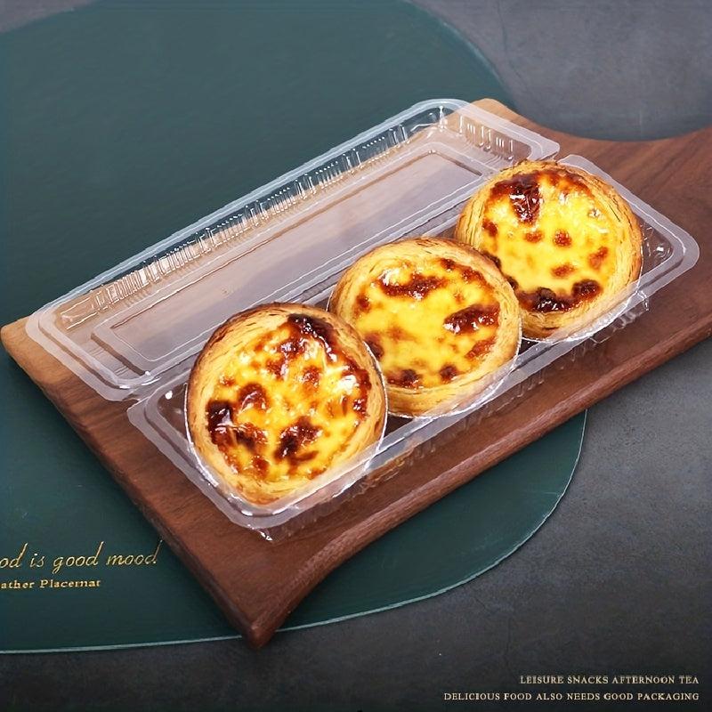 20pcs Transparent Egg Tart Puff Packaging Box Disposable Blister Packaging