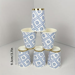 Tropical Fruit Pattern Disposable Dinnerware Set - 16pcs