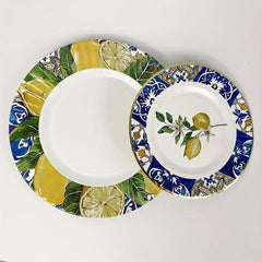 Tropical Fruit Pattern Disposable Dinnerware Set - 16pcs