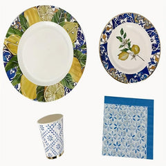 Tropical Fruit Pattern Disposable Dinnerware Set - 16pcs