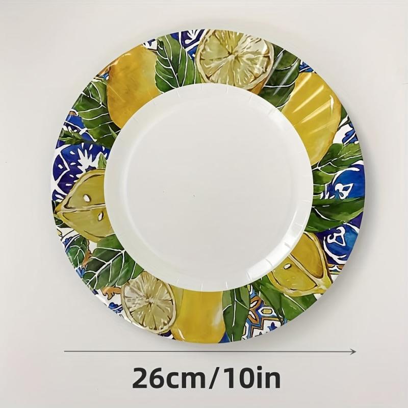 Tropical Fruit Pattern Disposable Dinnerware Set - 16pcs