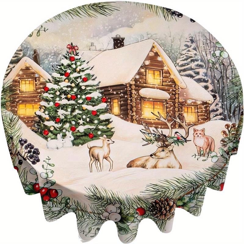 Colorful Watercolor Style Round Tablecloth