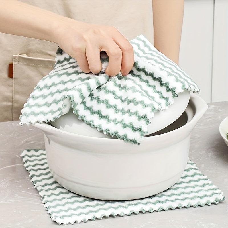 10pcs Microfiber Dish Cloths Thickened Coral Velvet Cationic Double Sided Towels