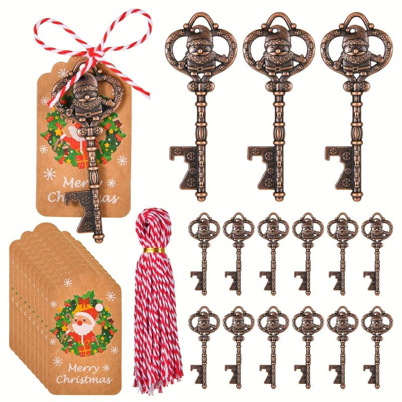 12pcs Santa Claus Skull Keys Bottle Opener Antique Copper Rustic Wedding Decor