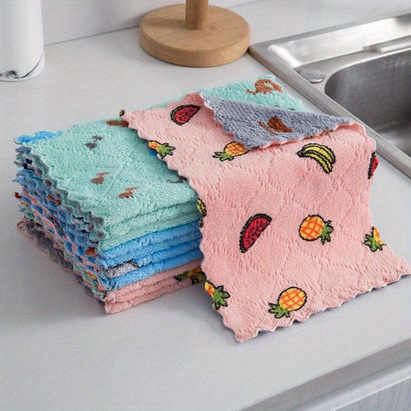 Double-sided Printed Cartoon Dishwashing Towel Coral Velvet Lazy Person Cloth