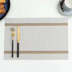 Golden Thread Jacquard PVC Place Mat Waterproof Insulating Table Mat