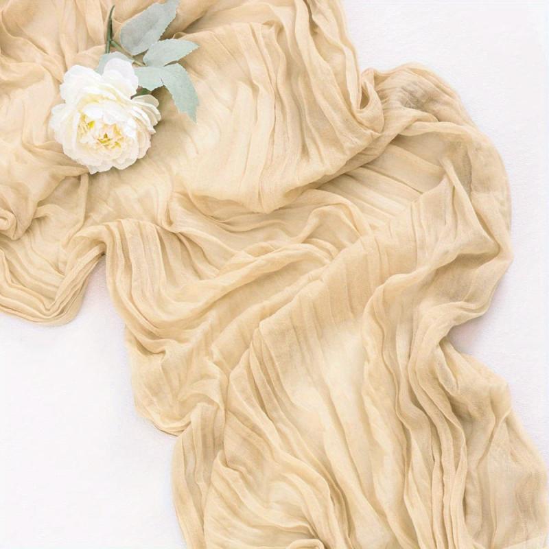 Polyester Balinese Pleated Table Runner Solid Cheesecloth Cover