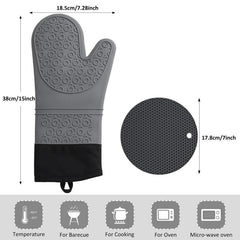 4pcs Silicone Oven Mitts and Pot Holders Set Heat Resistant Gloves with Hot Pads