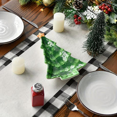 Watercolor Plaid Christmas Tree Table Runner - Festive Holiday Decoration