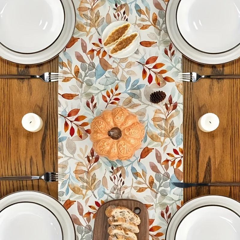 Thanksgiving Table Runner Autumn Eucalyptus Leaf Table Cover