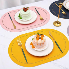 European Leather Mats Heat Insulation Coasters Waterproof Solid Round Placemats