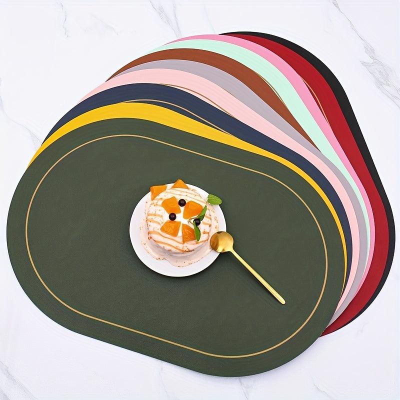 European Leather Mats Heat Insulation Coasters Waterproof Solid Round Placemats