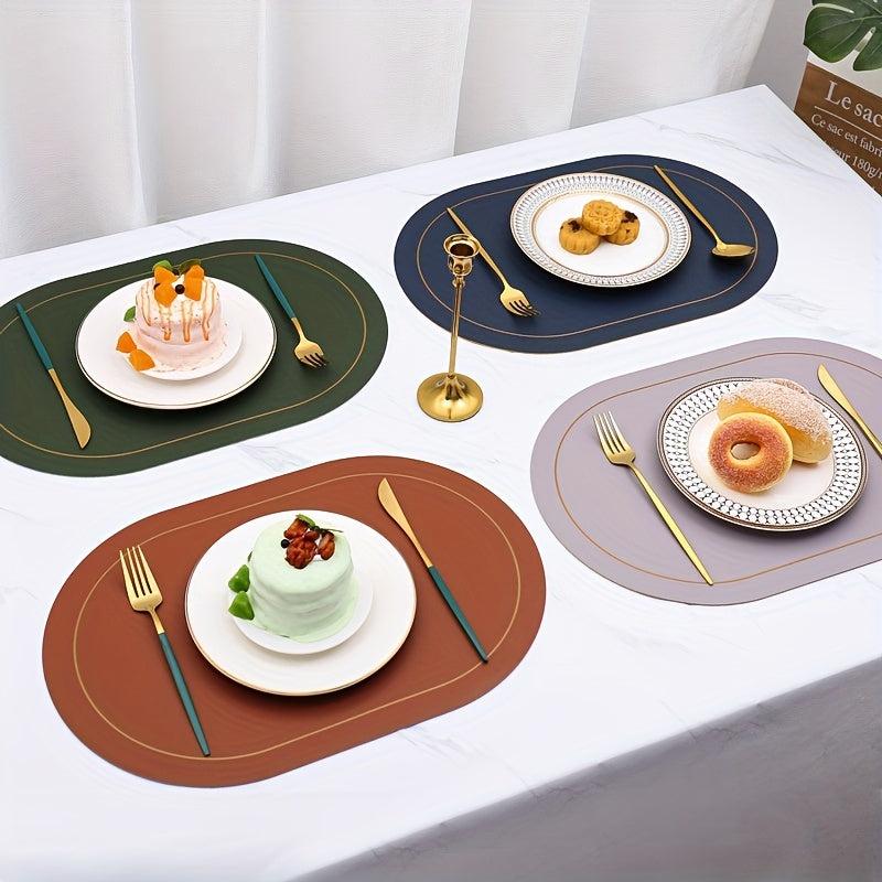 European Leather Mats Heat Insulation Coasters Waterproof Solid Round Placemats