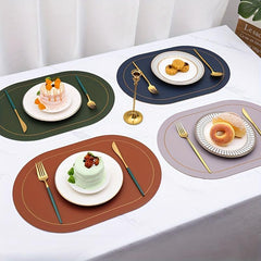 European Leather Mats Heat Insulation Coasters Waterproof Solid Round Placemats