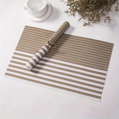 Striped PVC Placemats Washable Table Mats Heat Insulation Pads