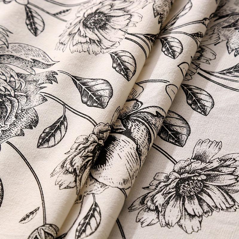 Boho Farmhouse Hydrangea Linen Tablecloth w/ Tassel for Dining Buffet