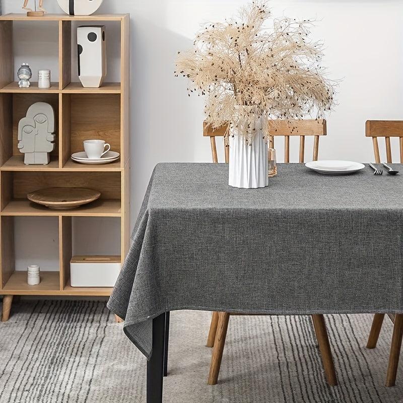 Polyester & Cotton Tablecloth Solid Linen Fabric, Waterproof & Washable
