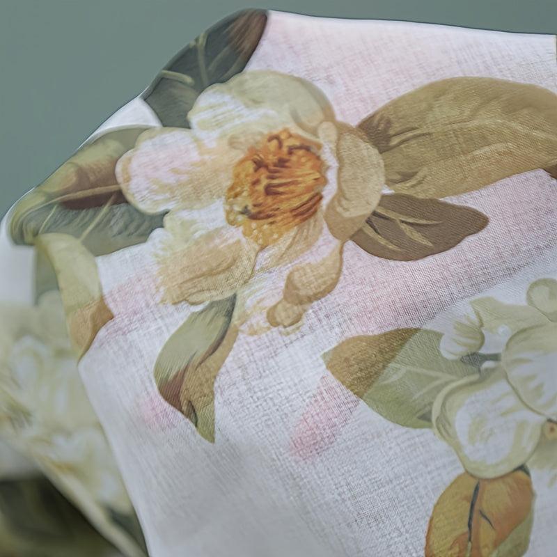 1pc Floral Table Cloth Rustic Pastoral Polyester Linen Printed Table Cloth