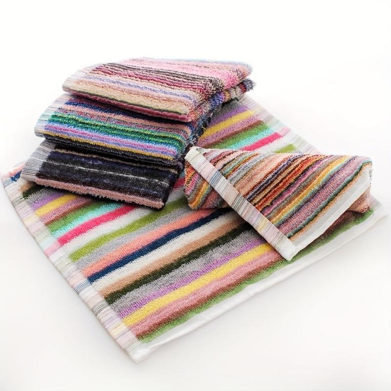 5pcs Square Dish Cloths Random Contemporary Dish Towels Striped Handkerchiefs