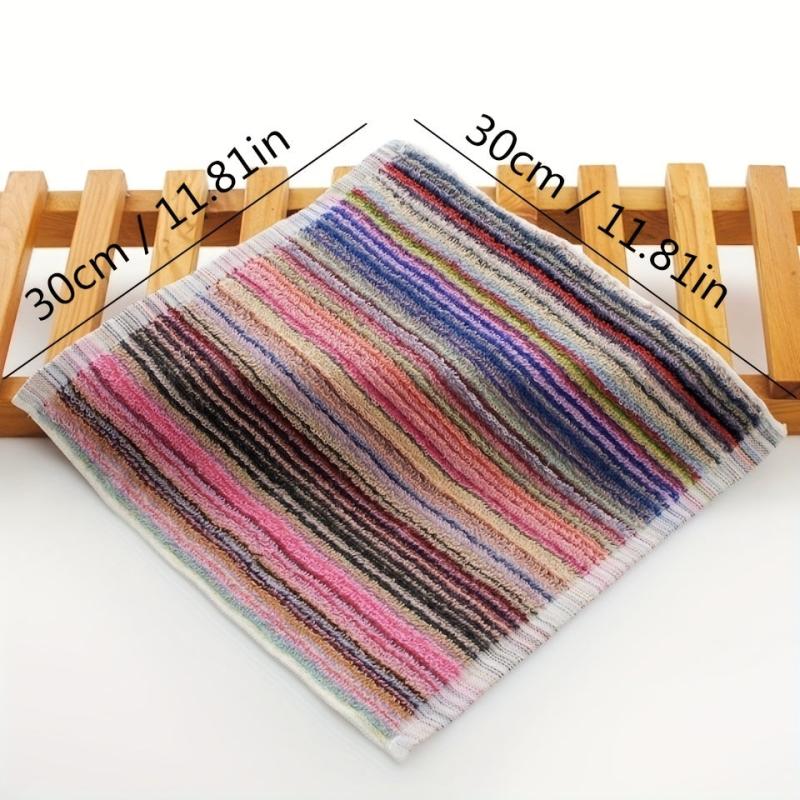 5pcs Square Dish Cloths Random Contemporary Dish Towels Striped Handkerchiefs