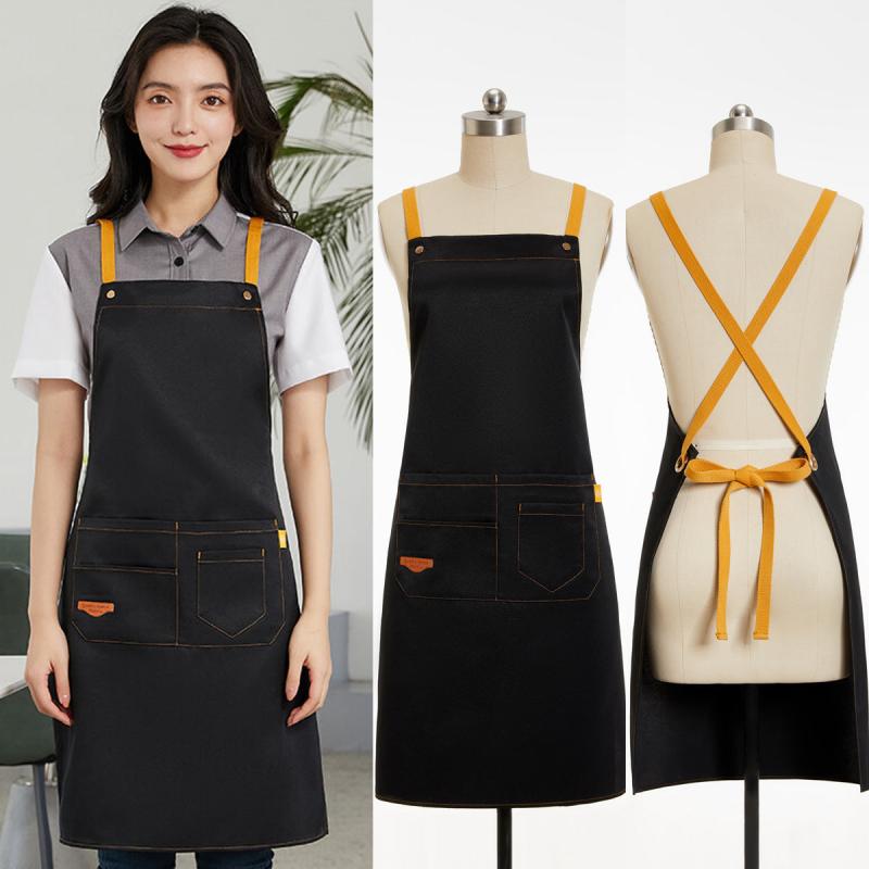 Waterproof Polyester Apron with Pockets for Kitchen BBQ Bar Caf Beauty Nail Stud