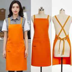 Waterproof Polyester Apron with Pockets for Kitchen BBQ Bar Caf Beauty Nail Stud