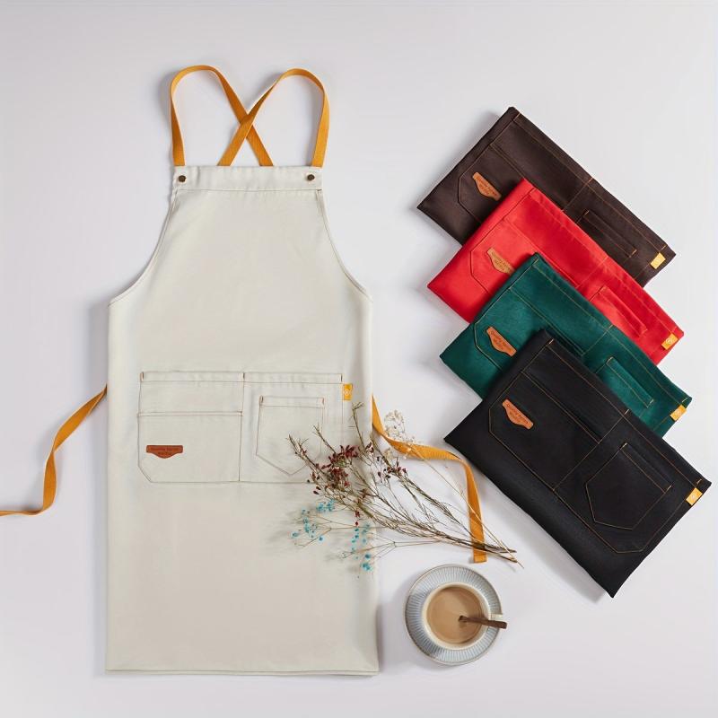 Waterproof Polyester Apron with Pockets for Kitchen BBQ Bar Caf Beauty Nail Stud