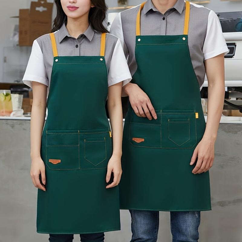 Waterproof Polyester Apron with Pockets for Kitchen BBQ Bar Caf Beauty Nail Stud