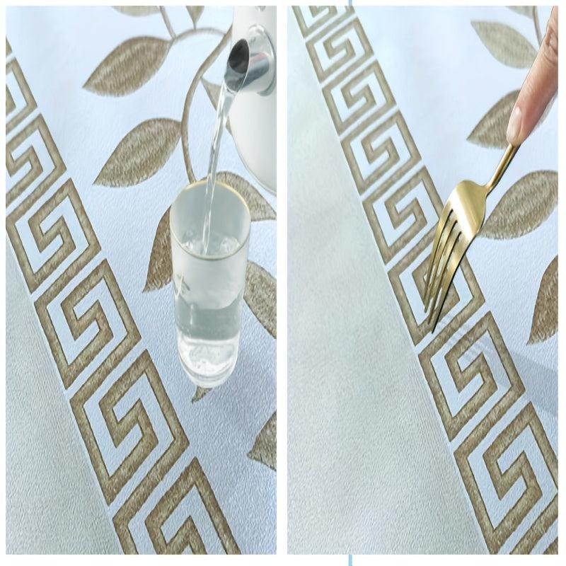 Plastic Tablecloth PVC Beige Yellow Green Checkered Waterproof Table Cover