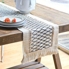 4pcs Farmhouse Style Table Runner Placemats Solid Table Cover Heat Insulation